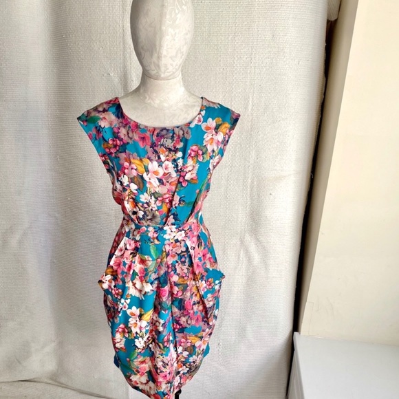 ASOS 8 Electric Floral Print Sheath Dress - Picture 2 of 8